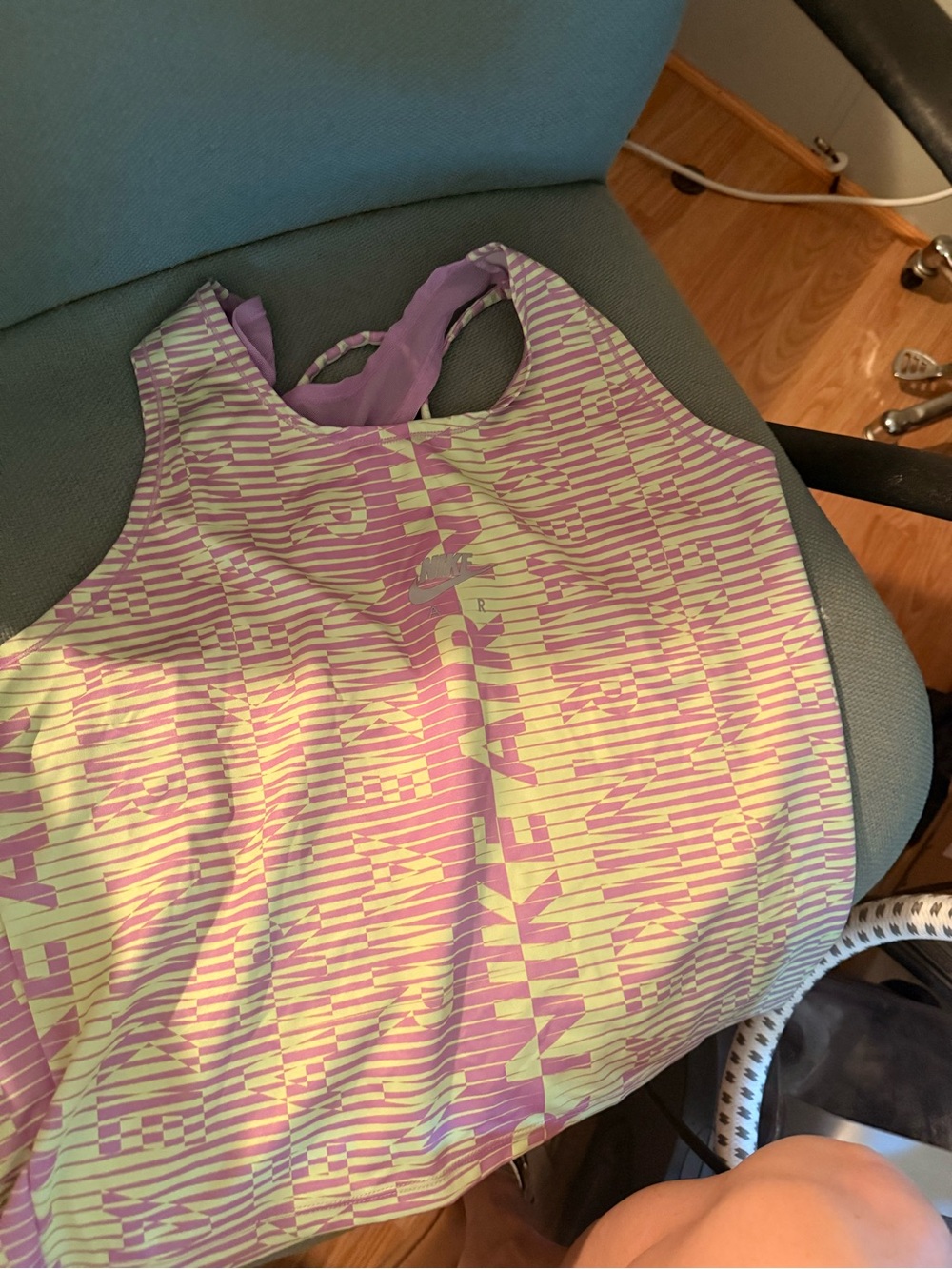 Nike Lavender and Pale Yellow Graphic Racerback Tank